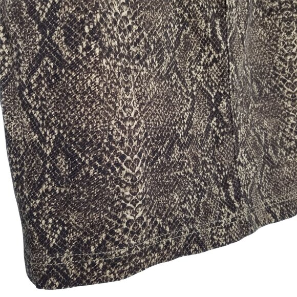 Chaps NWT Size 12 Skirt Knee Snake Reptile Print Stretch Denim Pockets Brown - Picture 6 of 7